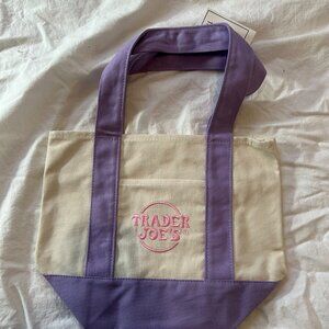 Trader Joe's Pastel Mini Canvas Tote Bag 2025, Limited Edition, Light Purple